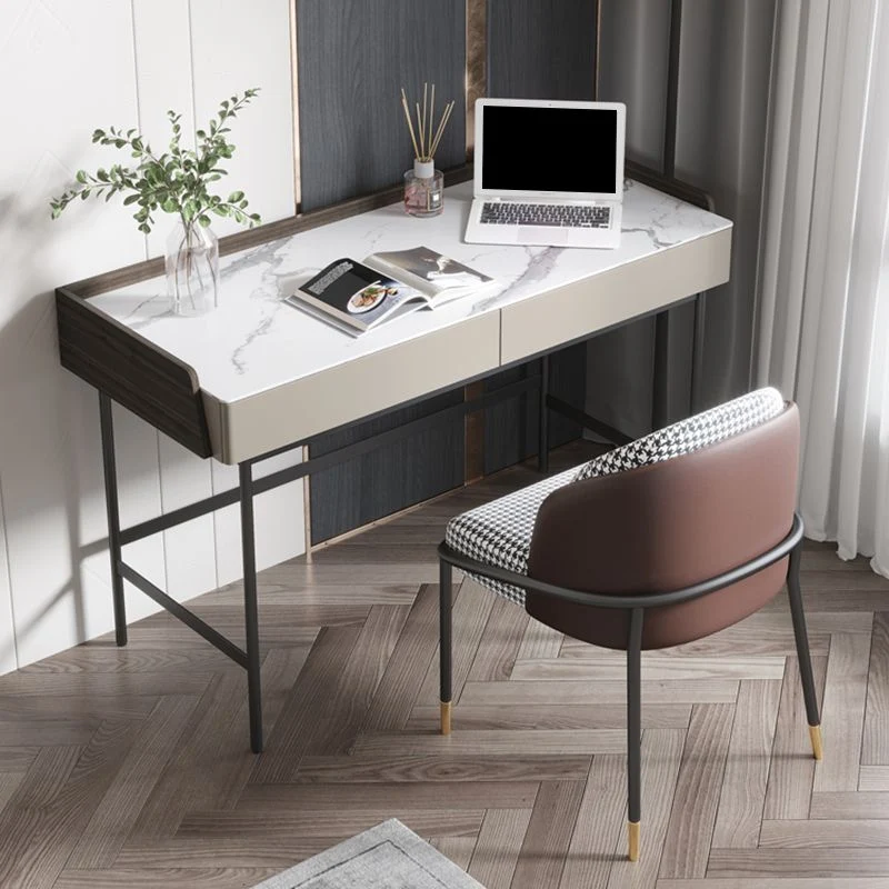 Contemporain Office Task Desk Rectangular Shape Grey Writing Desk 4 Legs 31l