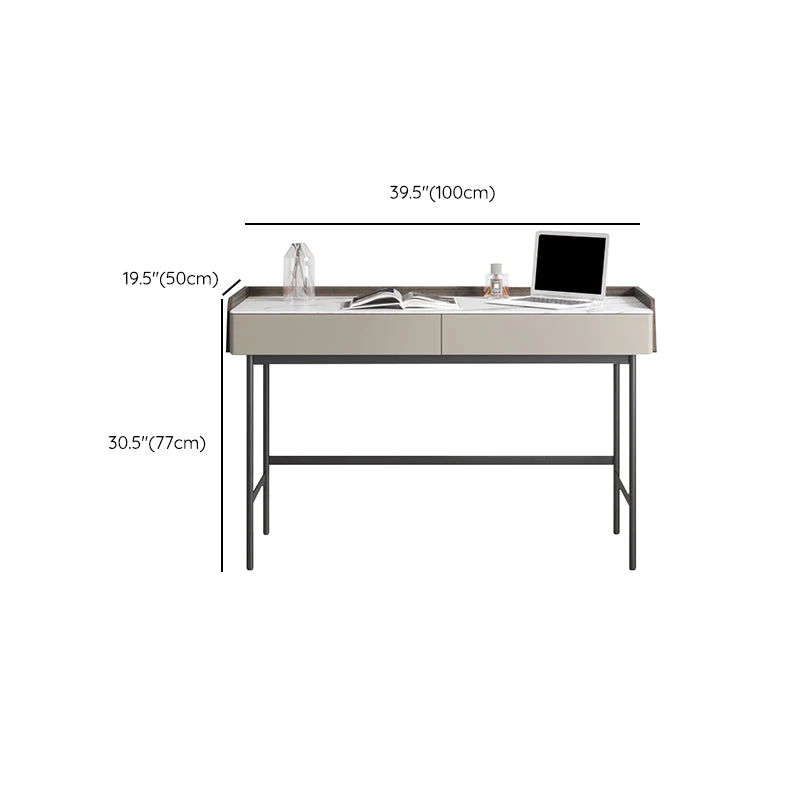 Contemporain Office Task Desk Rectangular Shape Grey Writing Desk 4 Legs 31l