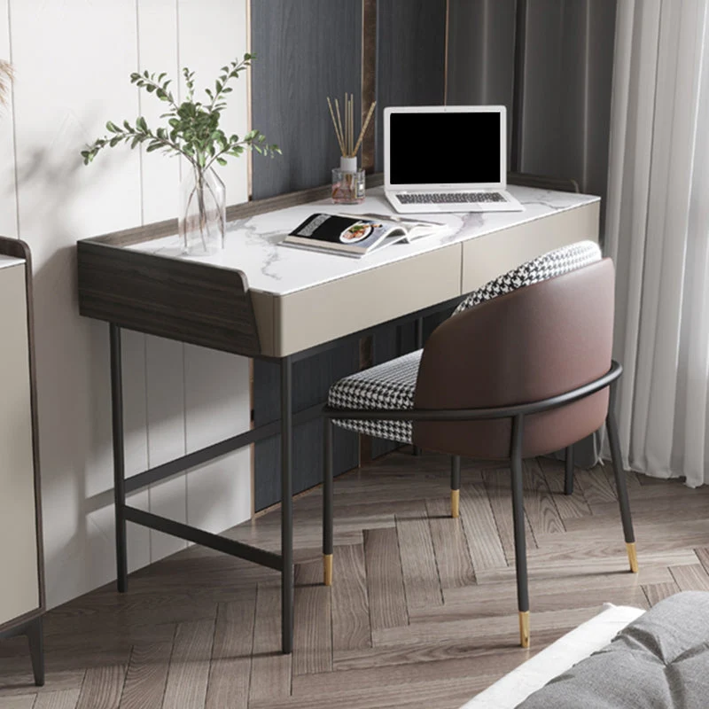 Contemporain Office Task Desk Rectangular Shape Grey Writing Desk 4 Legs 31l