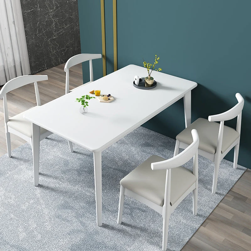 Contemporary Effen Wood Rectangle Shape Dining Table Standard Dining Table 4 Legs Base 47