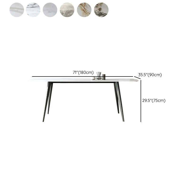Contemporary Rectangle Table Rvs Base Dining Table 4 Legs White