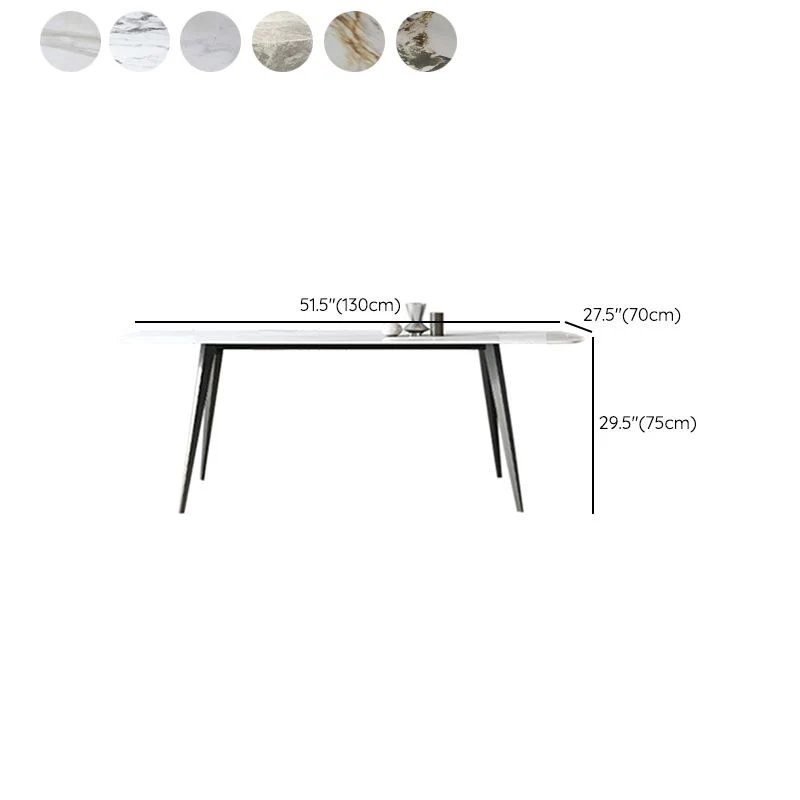 Contemporary Rectangle Table Rvs Base Dining Table 4 Legs White