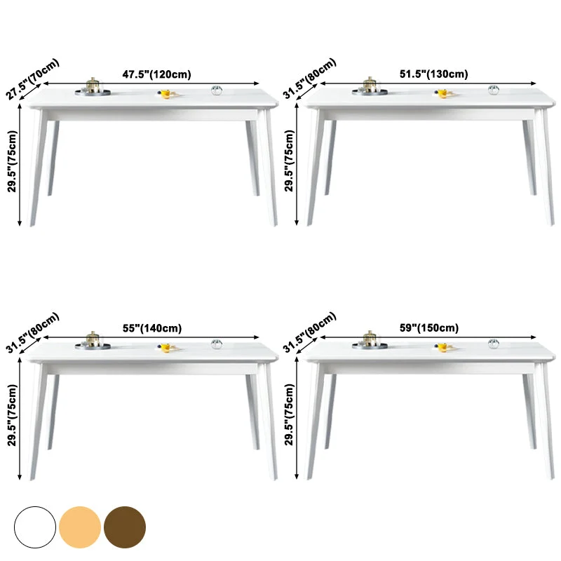 Contemporary Stevig Wood Rectangle Shape Dining Table Standard Dining Table 4 Legs Base 47
