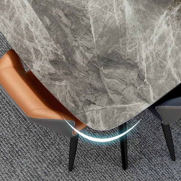 Contemporary Style Kitchen Sintered Stone Rectangle Table 4 Legs Base 51