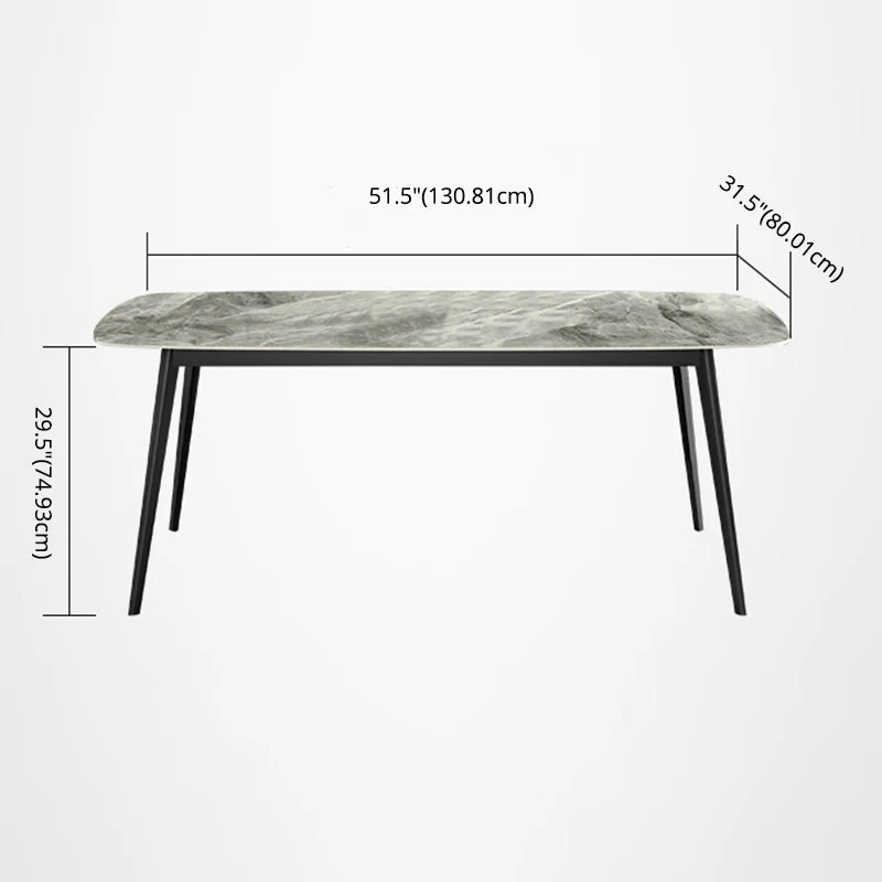 Contemporary Style Kitchen Sintered Stone Rectangle Table 4 Legs Base 51