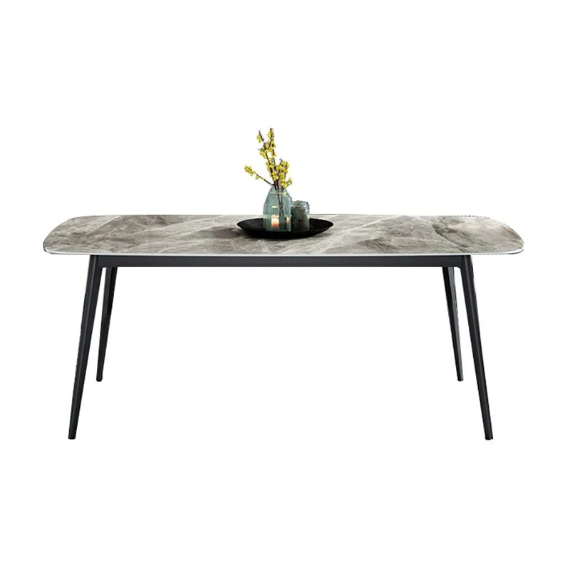 Contemporary Style Kitchen Sintered Stone Rectangle Table 4 Legs Base 51