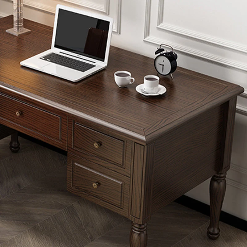 Contemporary Style Wood Office Desk Rectangular Shape Task Desk 4 Legs Home Nut