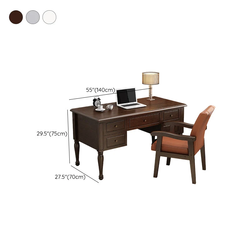 Contemporary Style Wood Office Desk Rectangular Shape Task Desk 4 Legs Home Nut