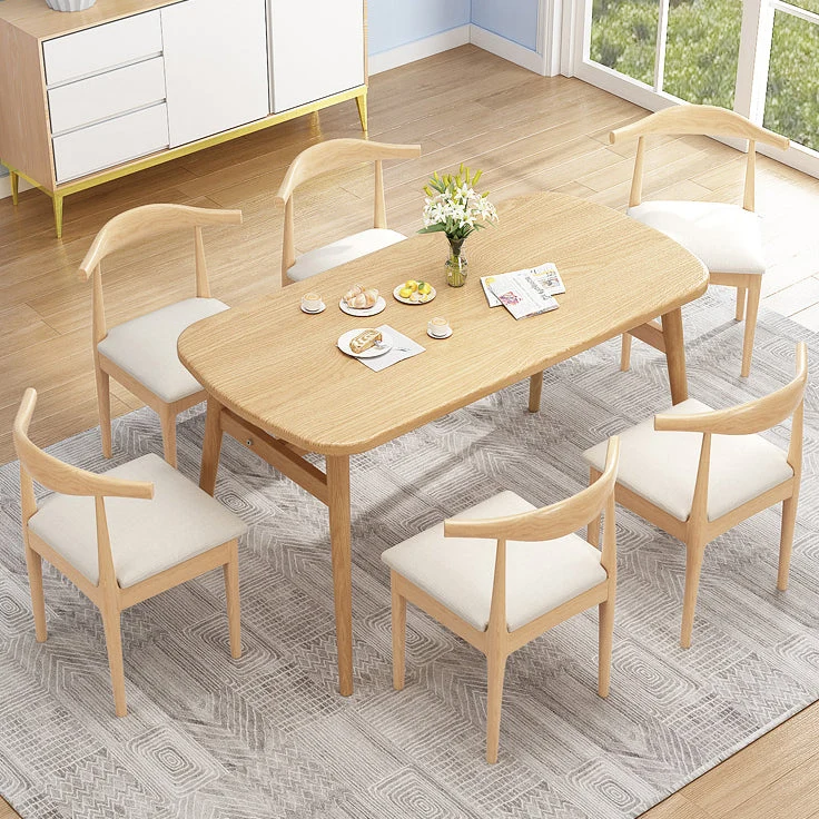 Contemporary Uni Wood Rectangle Shape Dining Furniture 4 Wood Legs Table Kitchen 47