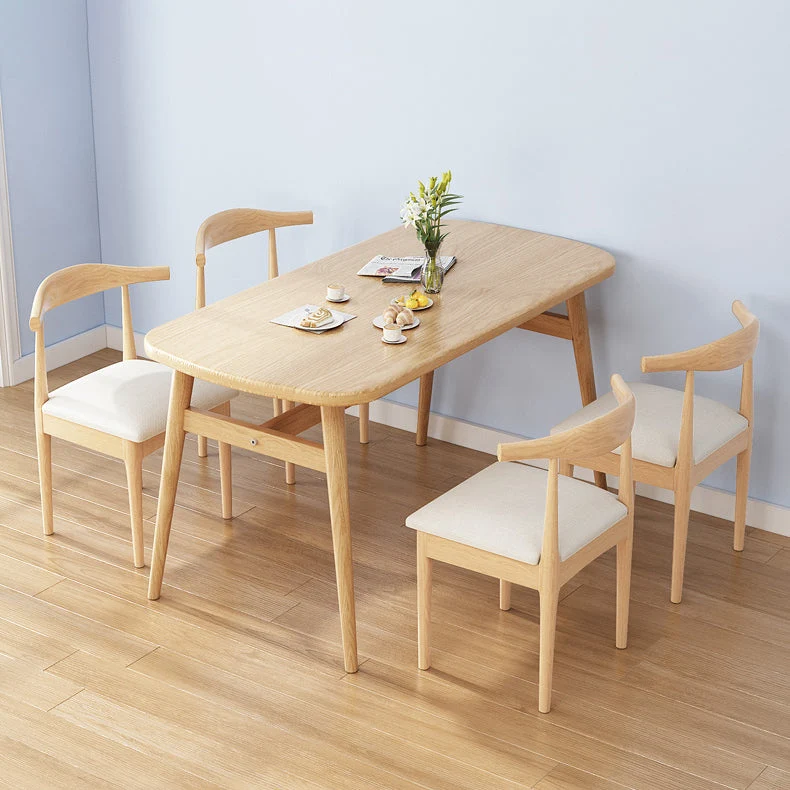 Contemporary Uni Wood Rectangle Shape Dining Furniture 4 Wood Legs Table Kitchen 47