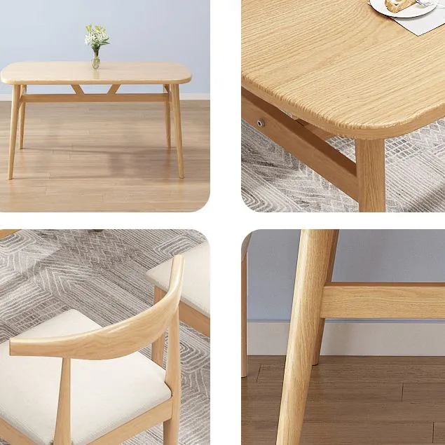 Contemporary Uni Wood Rectangle Shape Dining Furniture 4 Wood Legs Table Kitchen 47