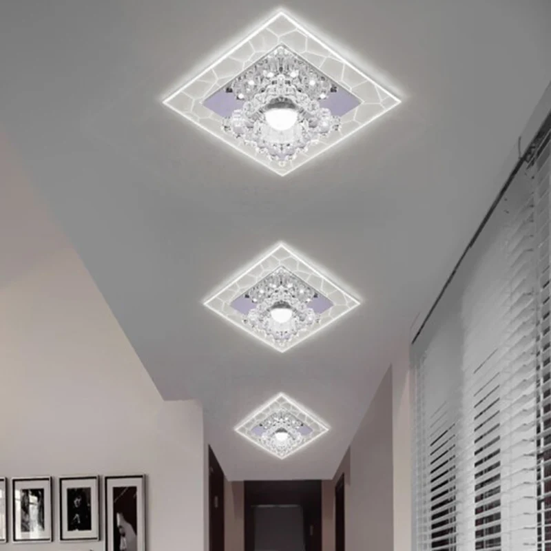 Eenvoud Vierkante vorm LED-inbouwlamp Kristallen gang Inbouwplafondlamp fel