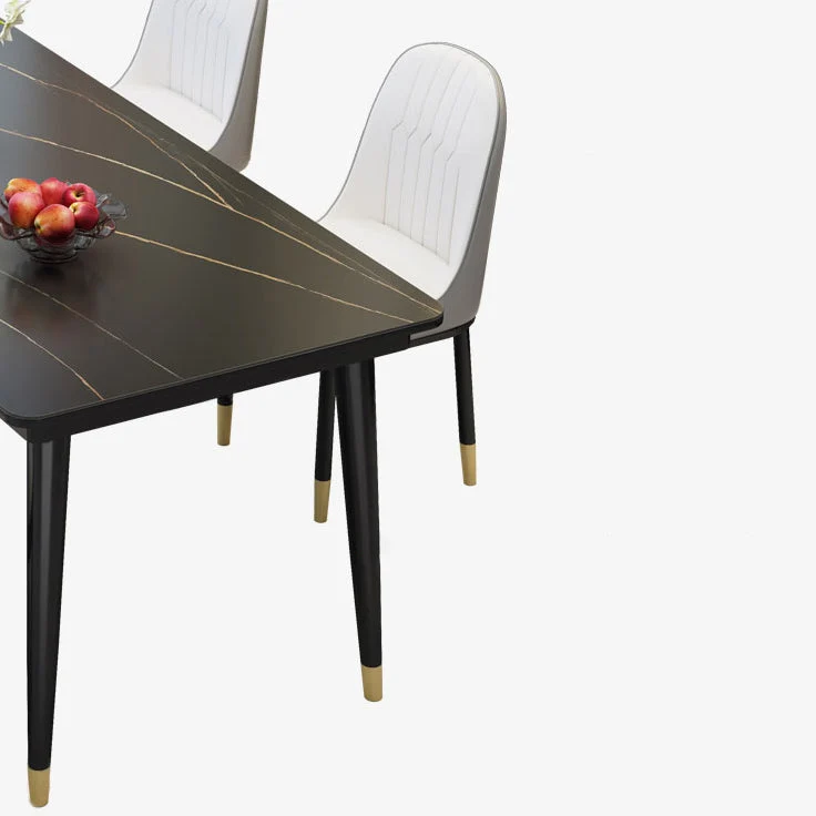 Eenvoudig Rectangle Shape Kitchen Dining Table Sintered Stone Dining Table 4 Legs Base 47