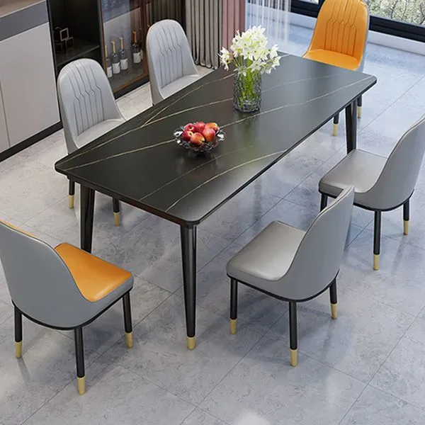 Eenvoudig Rectangle Shape Kitchen Dining Table Sintered Stone Dining Table 4 Legs Base 47
