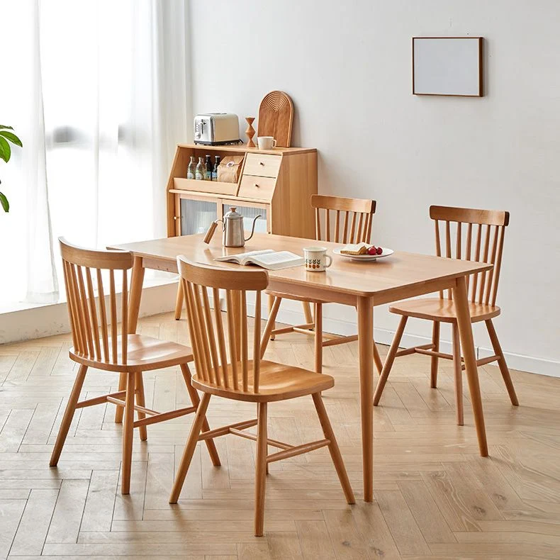 Eigentijds Solid Wood Kitchen Dining Table Standard Rectangle Shape Dining Table 4 Legs Base 43