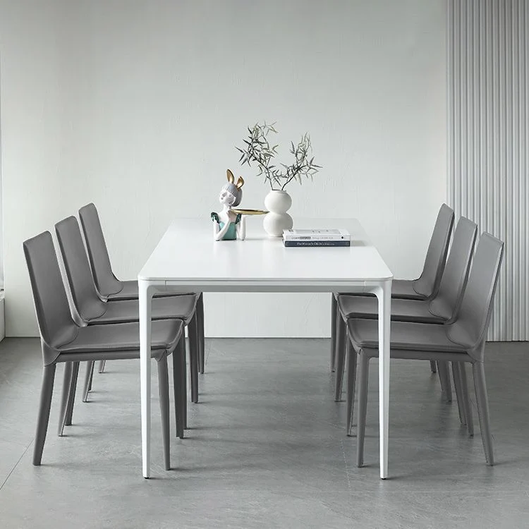 Hedendaags White Kitchen Dining Table Sintered Stone Rectangle Shape Dining Table 4 Legs Base 47