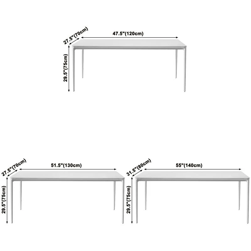 Hedendaags White Kitchen Dining Table Sintered Stone Rectangle Shape Dining Table 4 Legs Base 47