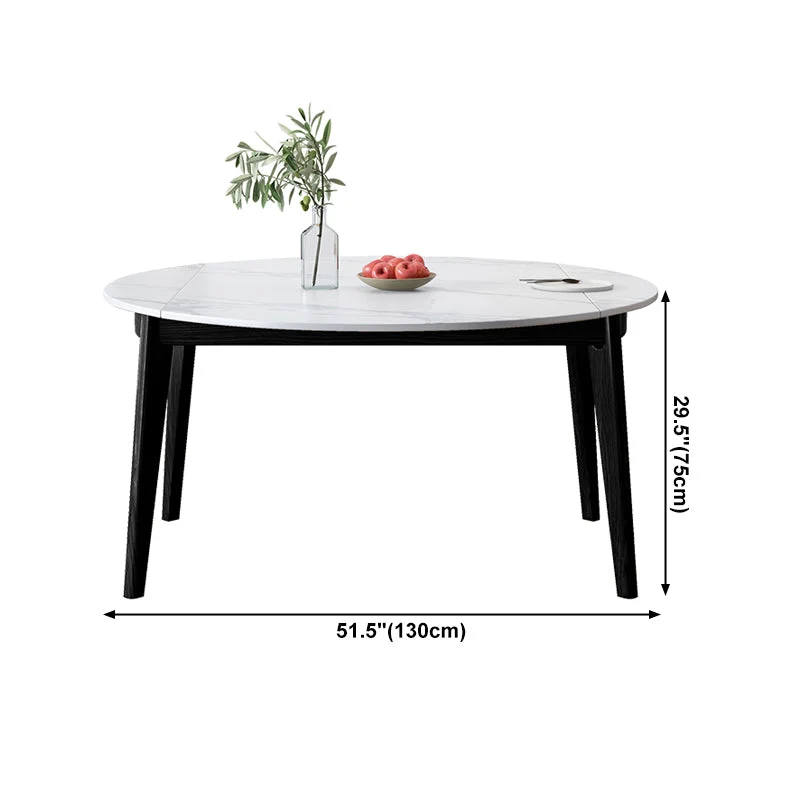 Minimalist White Sintered Stone Table Round Shape Basis Dining Table 4 Legs Base 47