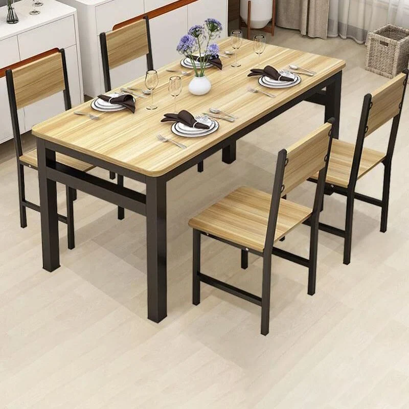 Modern Style Table Rectangle Shape Regulier Height Table and 4 Legs Base White