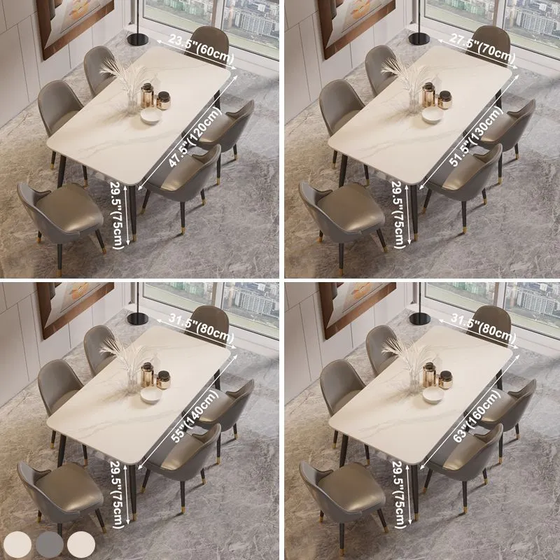 Rectangle Shape Dining Table Sintered Stone Table Hedendaags Style 4 Legs 47