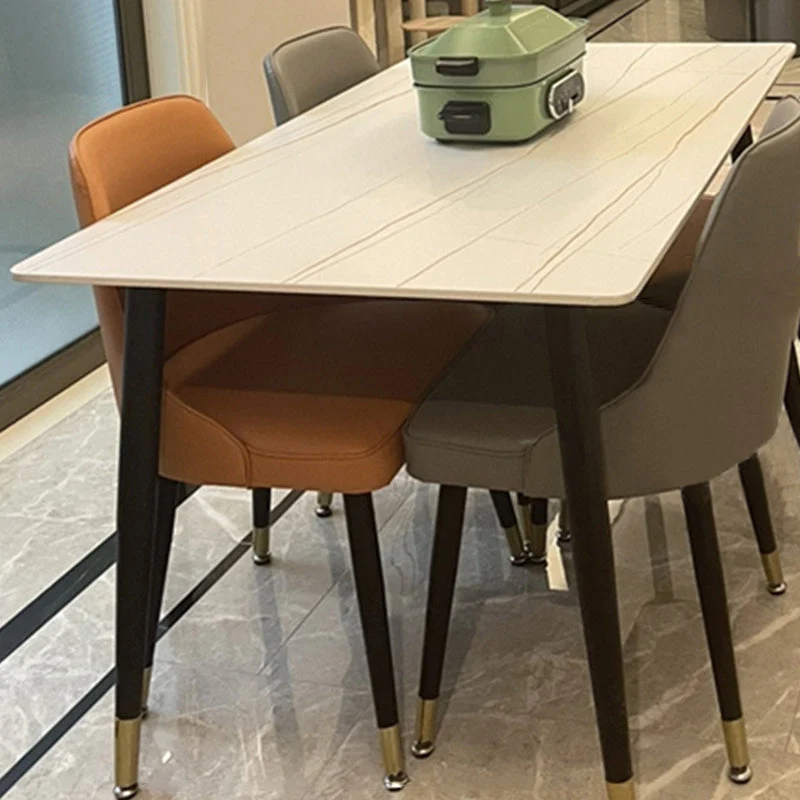 Rectangle Shape Dining Table Sintered Stone Table Hedendaags Style 4 Legs 47
