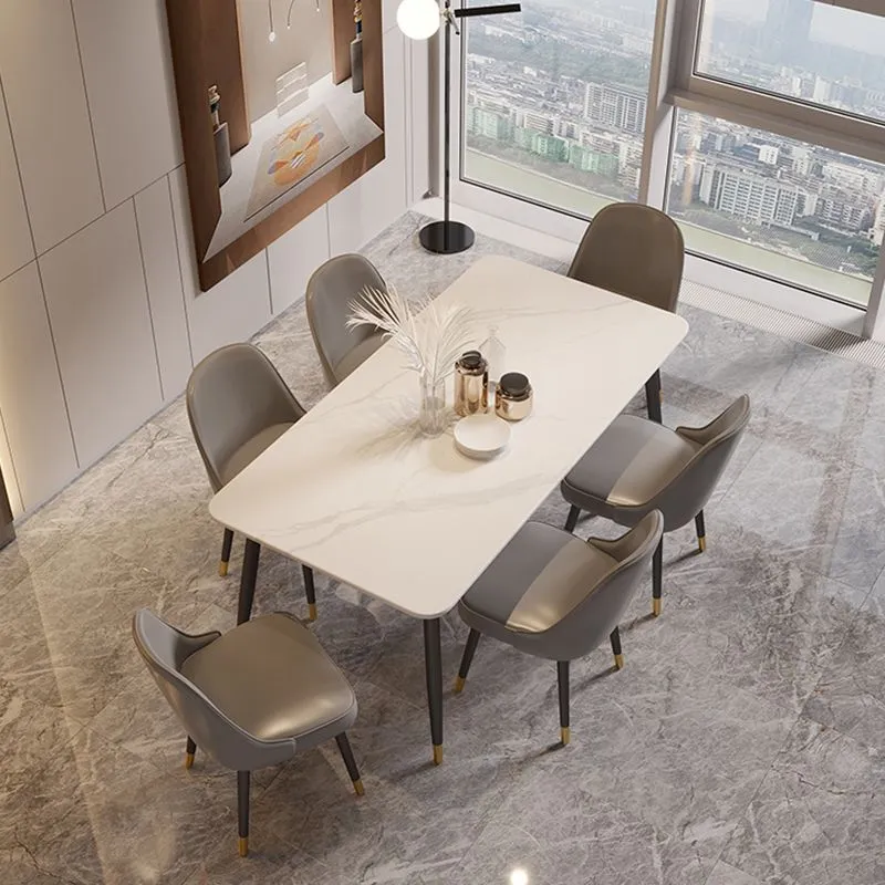 Rectangle Shape Dining Table Sintered Stone Table Hedendaags Style 4 Legs 47