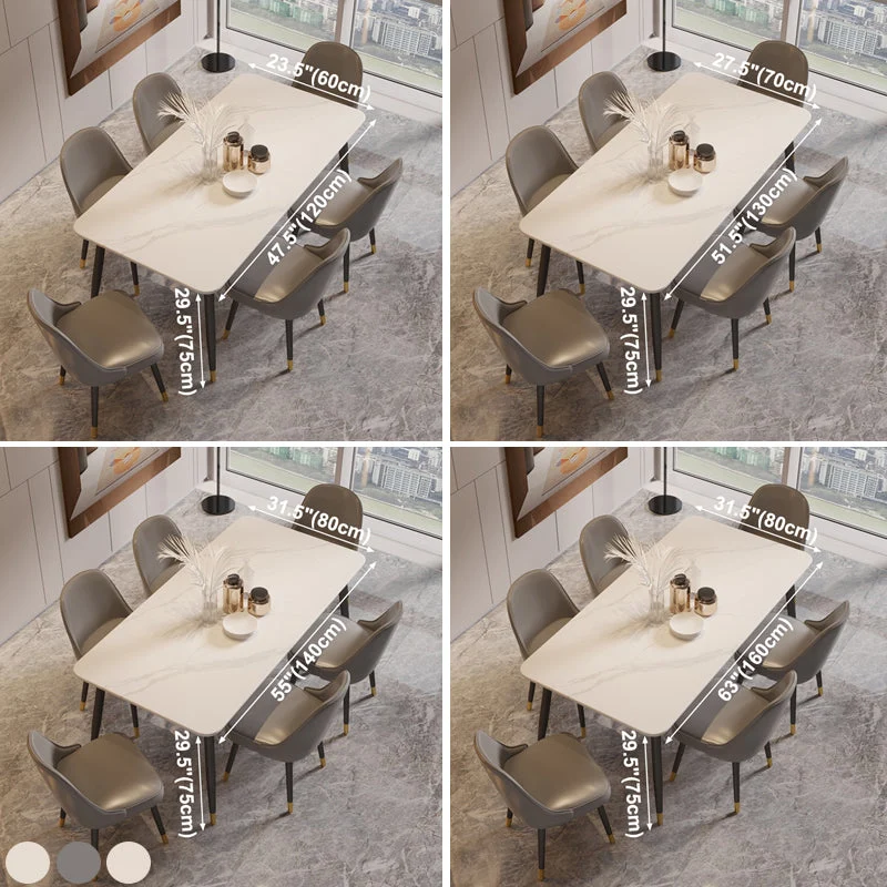Rectangle Shape Dining Table Sintered Stone Table Hedendaags Style 4 Legs 47