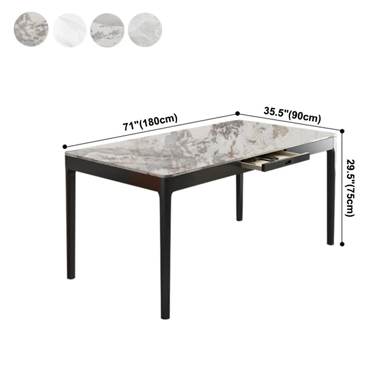 Rectangle Shape Sintered Stone Dining Table Simplicity 4 Legs Table Dining Room 47