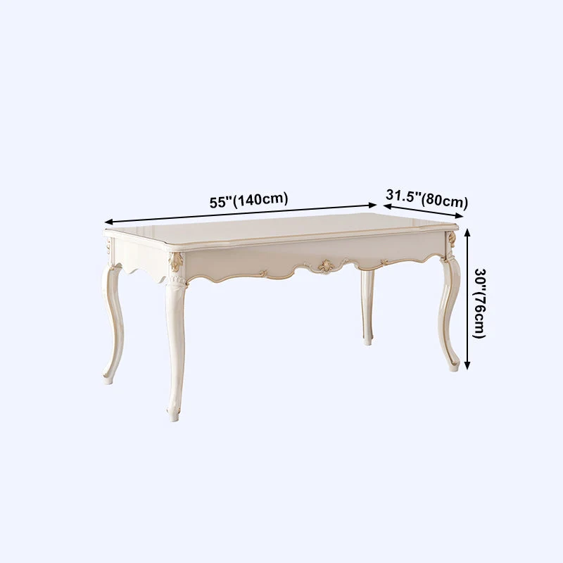 Rectangle Shape Wit Tone Dining Table Victoria 4 Legs Table Dining Room 55
