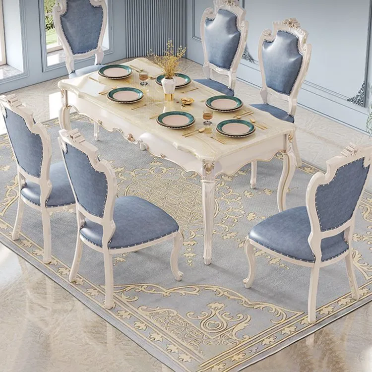 Rectangle Shape Wit Tone Dining Table Victoria 4 Legs Table Dining Room 55