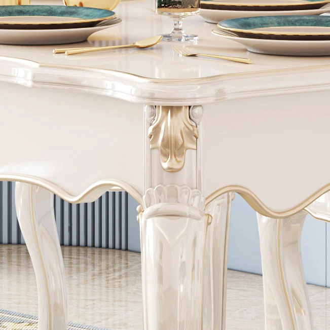 Rectangle Shape Wit Tone Dining Table Victoria 4 Legs Table Dining Room 55