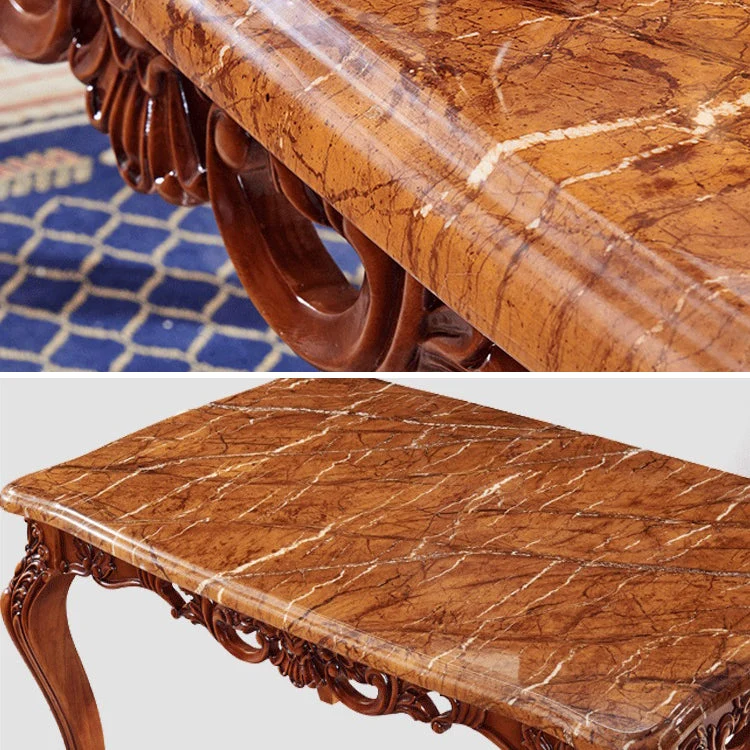 Rectangle Shape Wood Color Dining Table Fixed Table Victorian Style 4 Legs 55