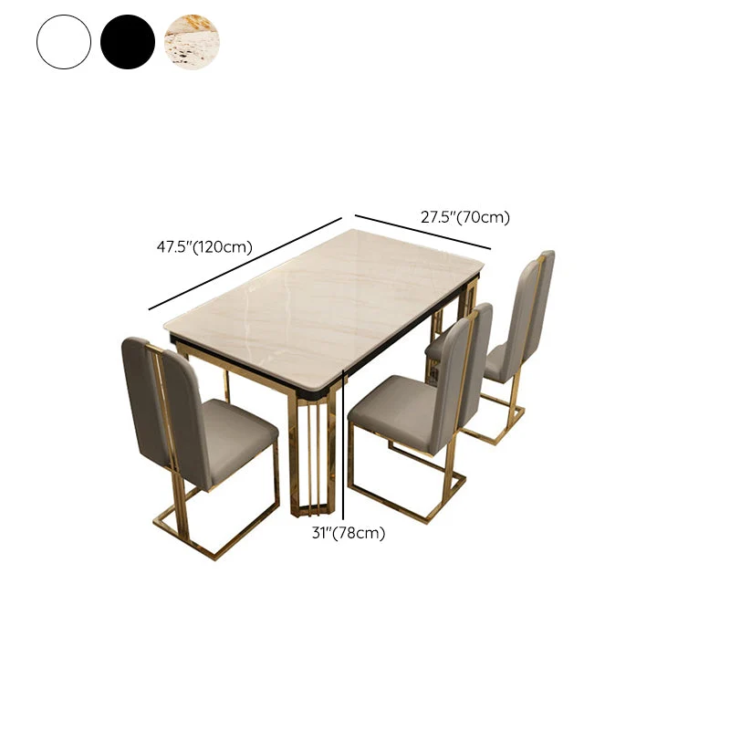 Rectangle Van metaal Base Table Glam Style Dining Table 4 Legs Black
