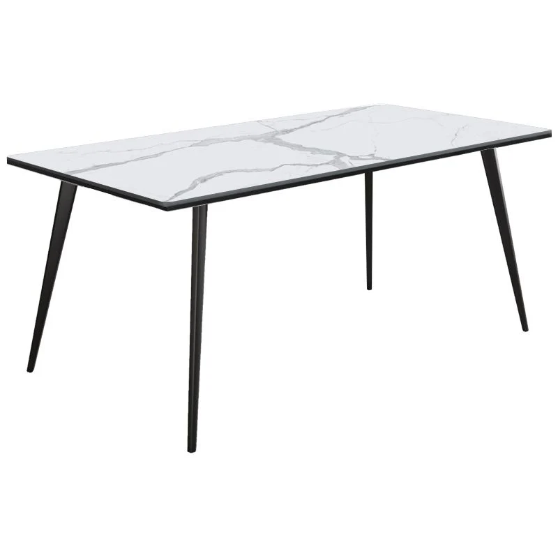 Rectangular Contemporain Style Sintered Stone Dining Table Dining Furniture 4 Legs Metallic Base 47