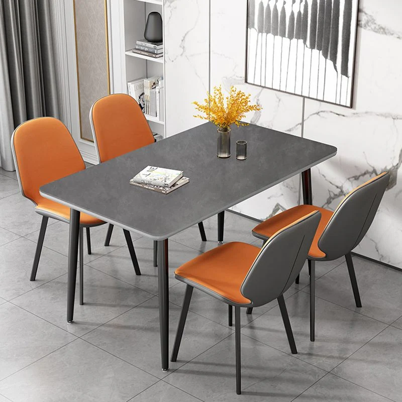 Rectangular Contemporain Style Sintered Stone Dining Table Dining Furniture 4 Legs Metallic Base 47