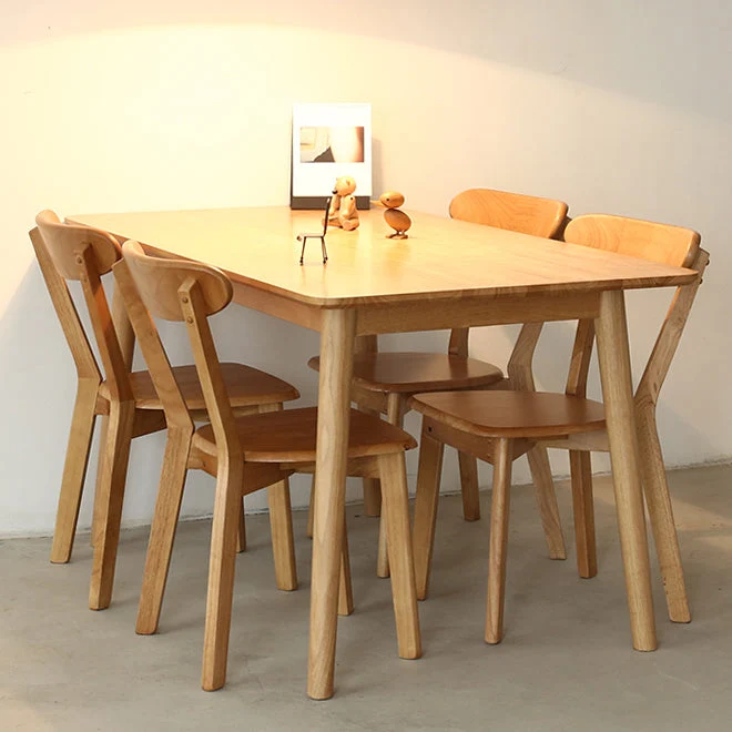 Simplicity Uni Wood Dining Table Rectangle Shape Dining Table 4 Legs Base 43
