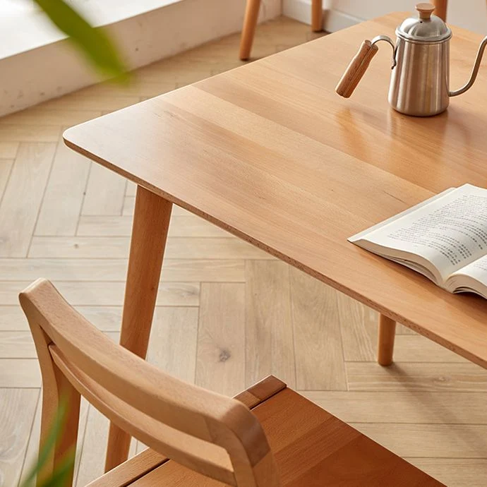 Strak Solid Wood Kitchen Dining Table Standard Rectangle Shape Dining Table 4 Legs Base 43