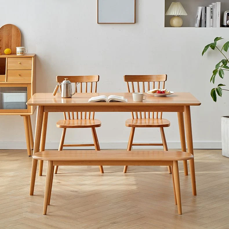 Strak Solid Wood Kitchen Dining Table Standard Rectangle Shape Dining Table 4 Legs Base 43
