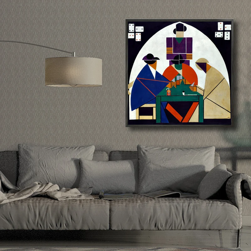 Traditionele geometrische schilderdoek getextureerde pastelkleurige vierkante muur decor voor woonkamer