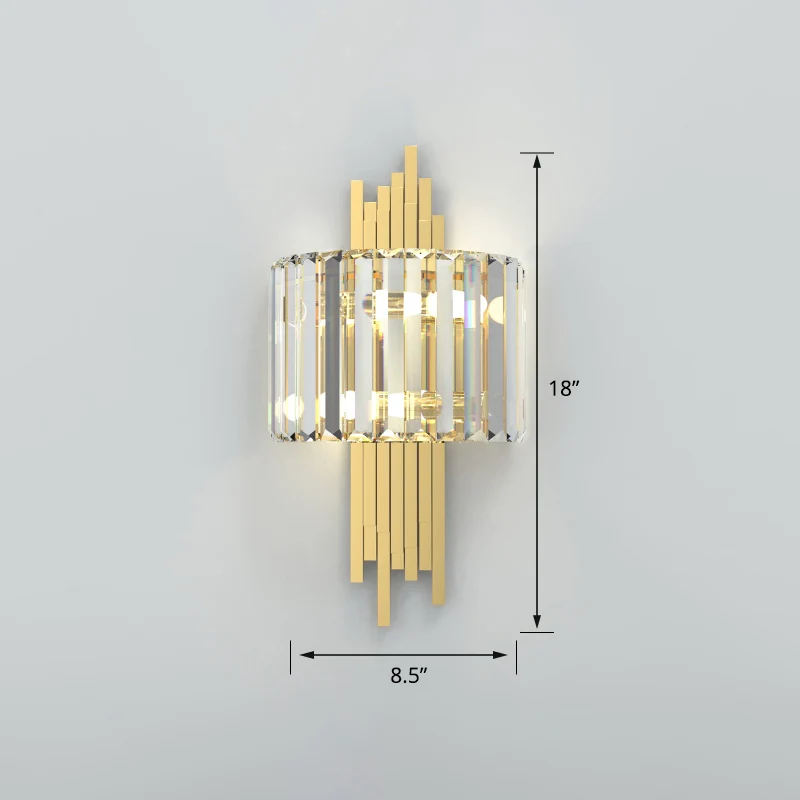 Vierhoekige kristallen wandlamp, postmoderne wandkandelaar met gouden afwerking, verlichting voor trappen