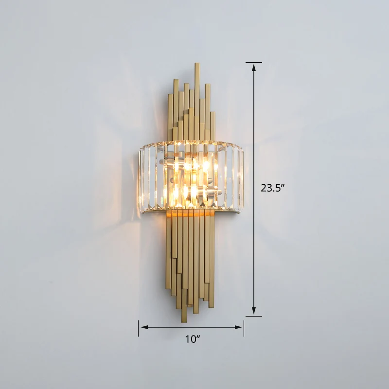 Vierhoekige kristallen wandlamp, postmoderne wandkandelaar met gouden afwerking, verlichting voor trappen