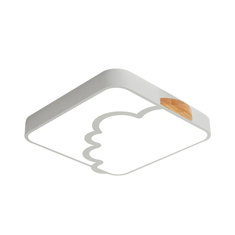 Vierkante plafondinbouw Minimalistische acryl LED-slaapkamer Inbouwverlichting grijs/wit/groen met houten details