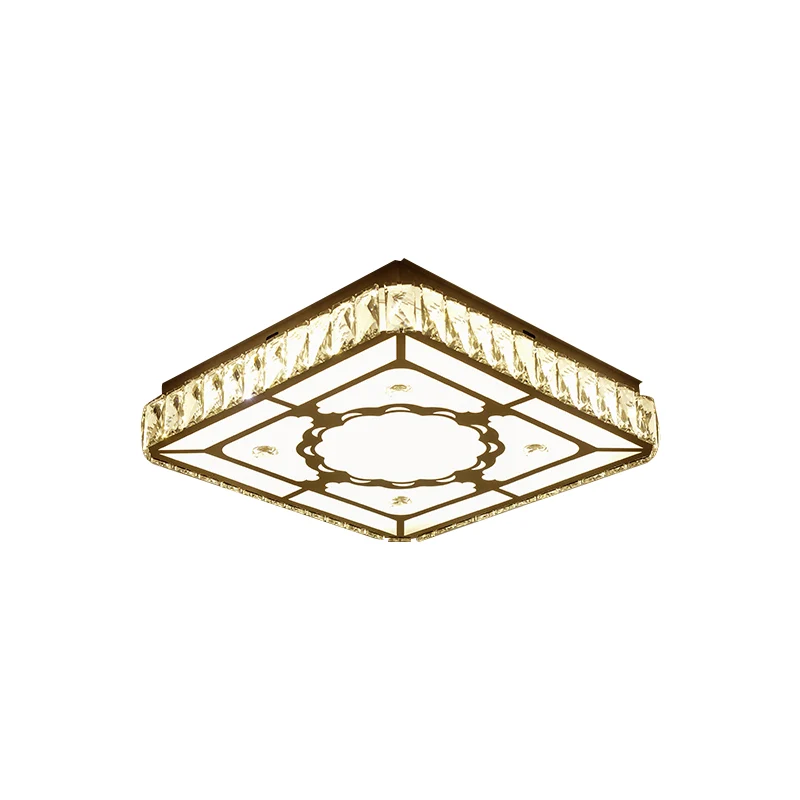 Vierkante plafondlamp Hedendaags geslepen kristal LED chroom inbouwarmatuur met rond/liefdevol hartpatroon