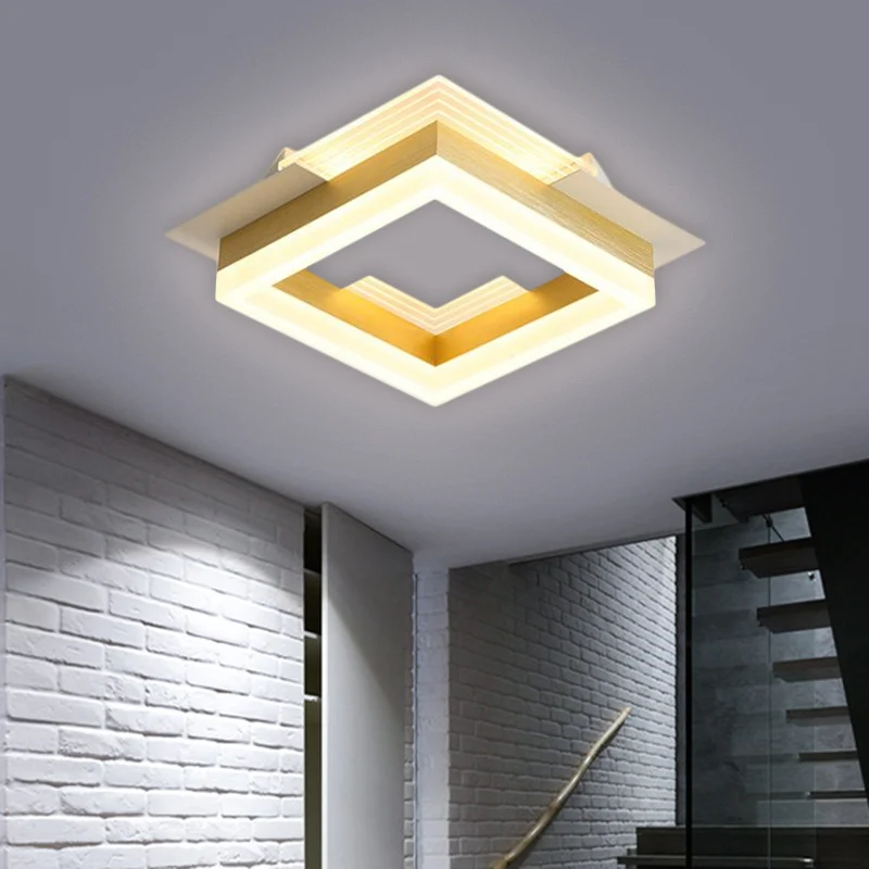 Vierkante trapinbouwlamp Metallic LED modernistisch intens bij plafondverlichting goud, warm/wit licht