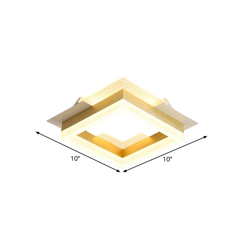 Vierkante trapinbouwlamp Metallic LED modernistisch intens bij plafondverlichting goud, warm/wit licht