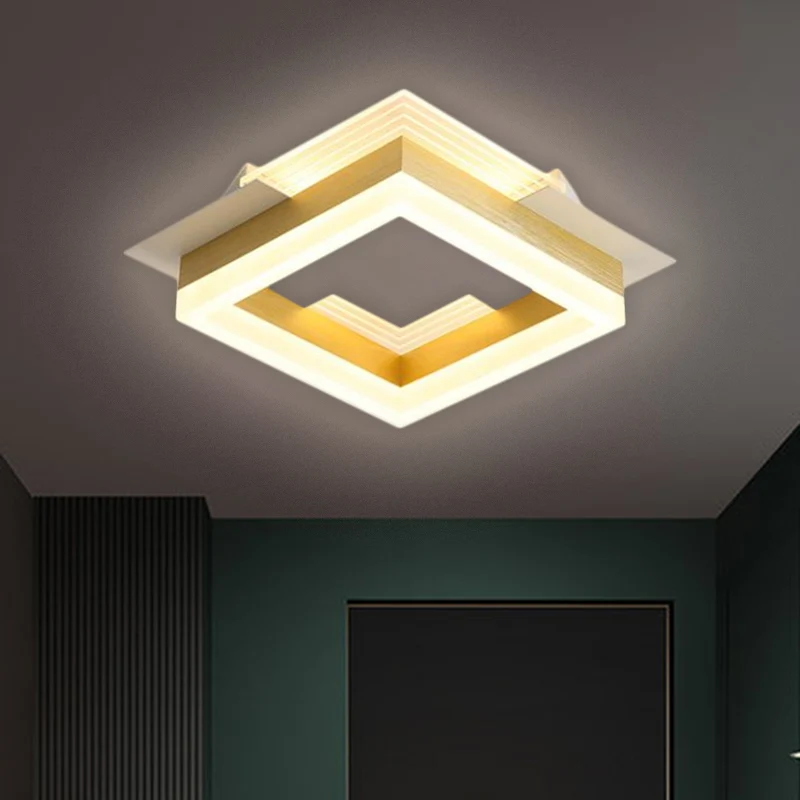 Vierkante trapinbouwlamp Metallic LED modernistisch intens bij plafondverlichting goud, warm/wit licht