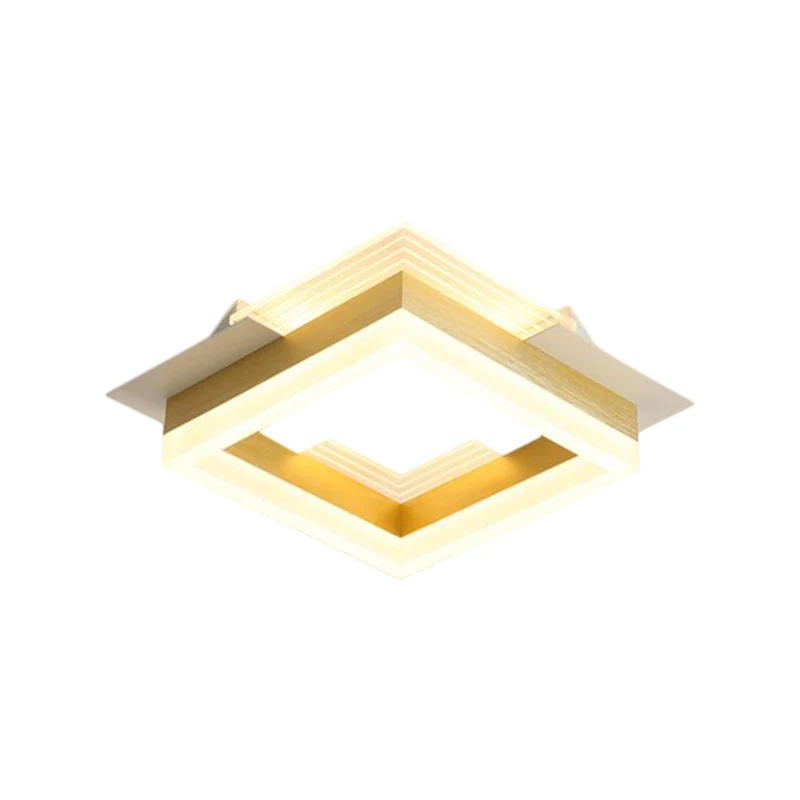 Vierkante trapinbouwlamp Metallic LED modernistisch intens bij plafondverlichting goud, warm/wit licht