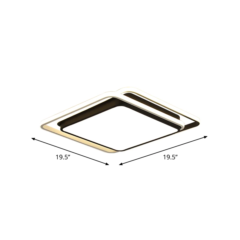 Zwart vierkant/rond/rechthoekig plafondinbouw moderne LED acryl inbouwverlichting warm/wit zwak voor slaapkamer
