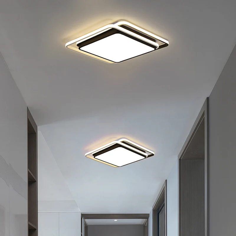 Zwart vierkant/rond/rechthoekig plafondinbouw moderne LED acryl inbouwverlichting warm/wit zwak voor slaapkamer