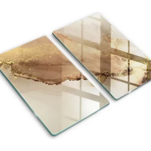 Rechthoekig glazen keukenbord, 2 stuks, 30x52 cm Abstract goud
